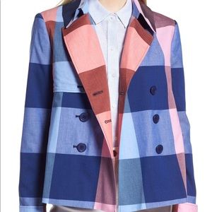 NWT 1901 Double Breasted Plaid Cotton Blazer